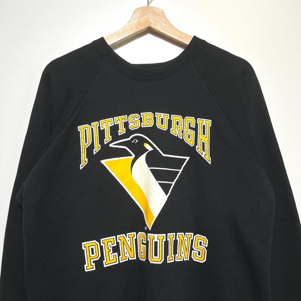 Vintage 90s NHL Pittsburgh Penguins Black Sweatshirt Size XL #66 Lemieux
